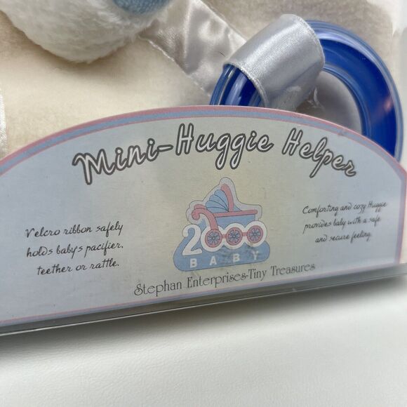 TINY TREASURES Lamb Bear Lovey Mini Huggie Helper Fleece Blanket Satin Lined VTG - Picture 2 of 4